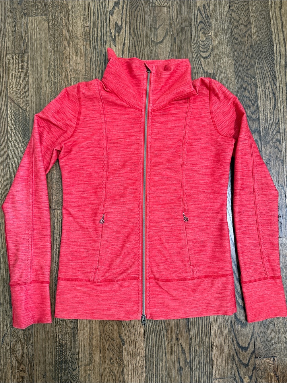 Lululemon Daily Yoga Jacket Reversible Slub Denim Love Red Running Gym Size 6 - Picture 3 of 7